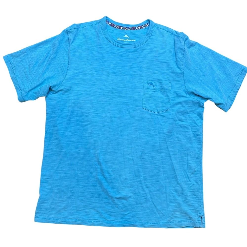 Tommy Bahama T Shirt Pocket‎ Blue Cotton Short Sleeve – Size M